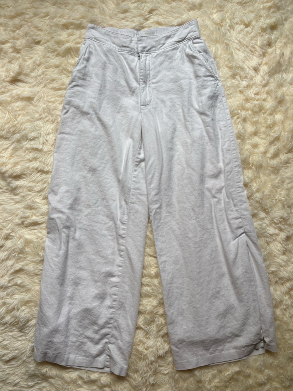 Abercrombie & Fitch Wide Leg Linen Pants Light Gray XS